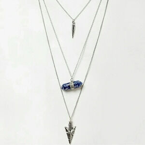 Layered Arrowhead Necklace Sodalite Stone